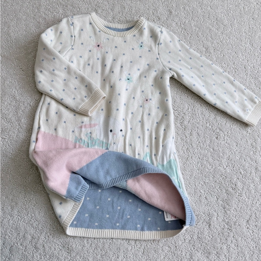 Kids Cream & Pastel Polar Bear Knit Dress, Size 2T - Picture 11 of 11